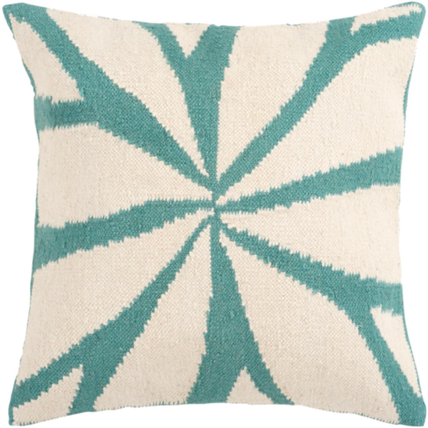 Diva At Home 22&#x22; Turquoise and Antique White Asterid Decorative Throw Pillow Cover