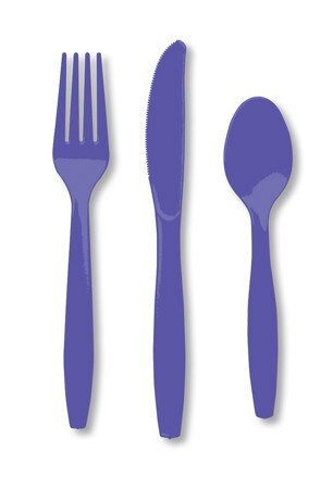 Party Central 3-Piece Disposable Party Cutlery Sets - 7.5&#x22; - Club Pack of 288 - Purple