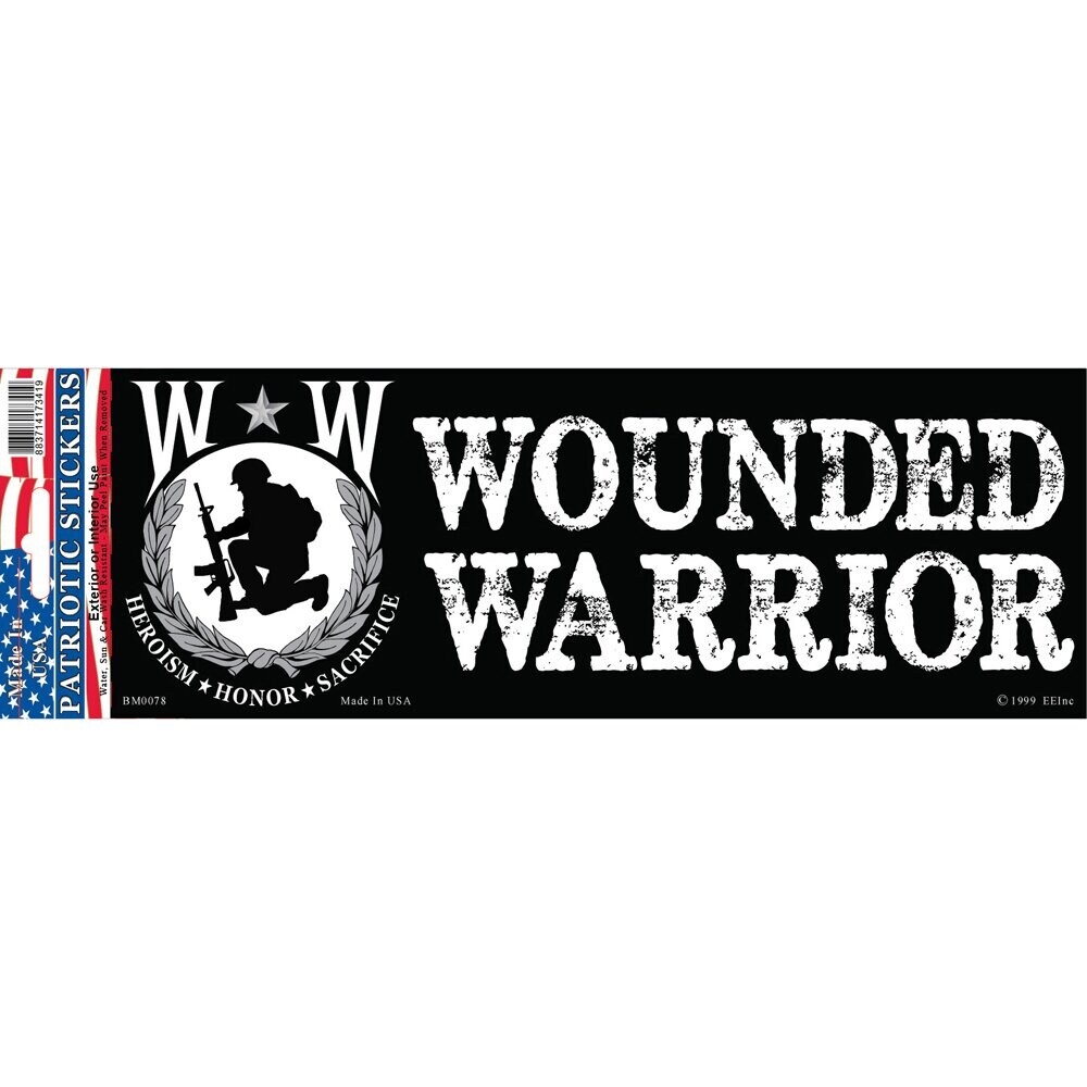 BM0078 Black Wounded Warrior Sticker (3.5x10&#x27;&#x27;)