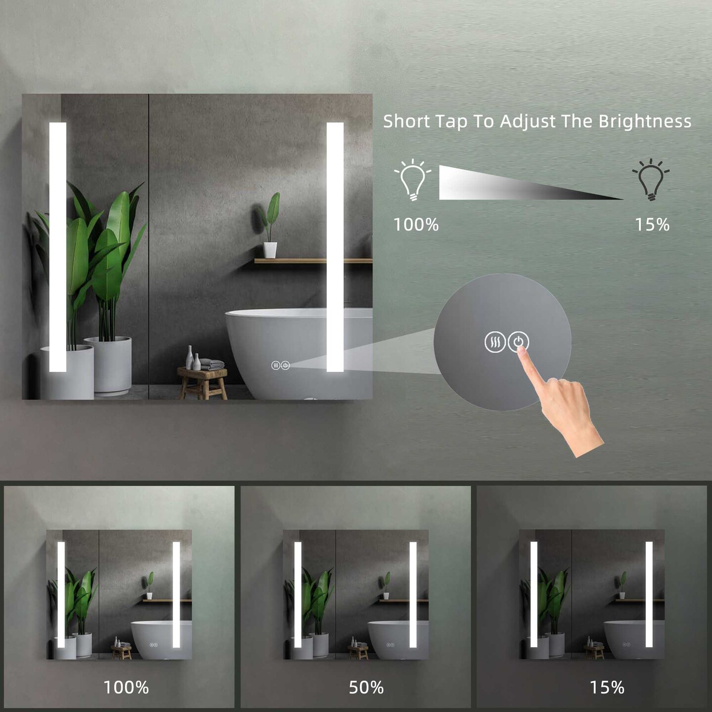 Erie Rectangular Silver Aluminum Recessed or Surface Mount Mirror Medicine Cabinet