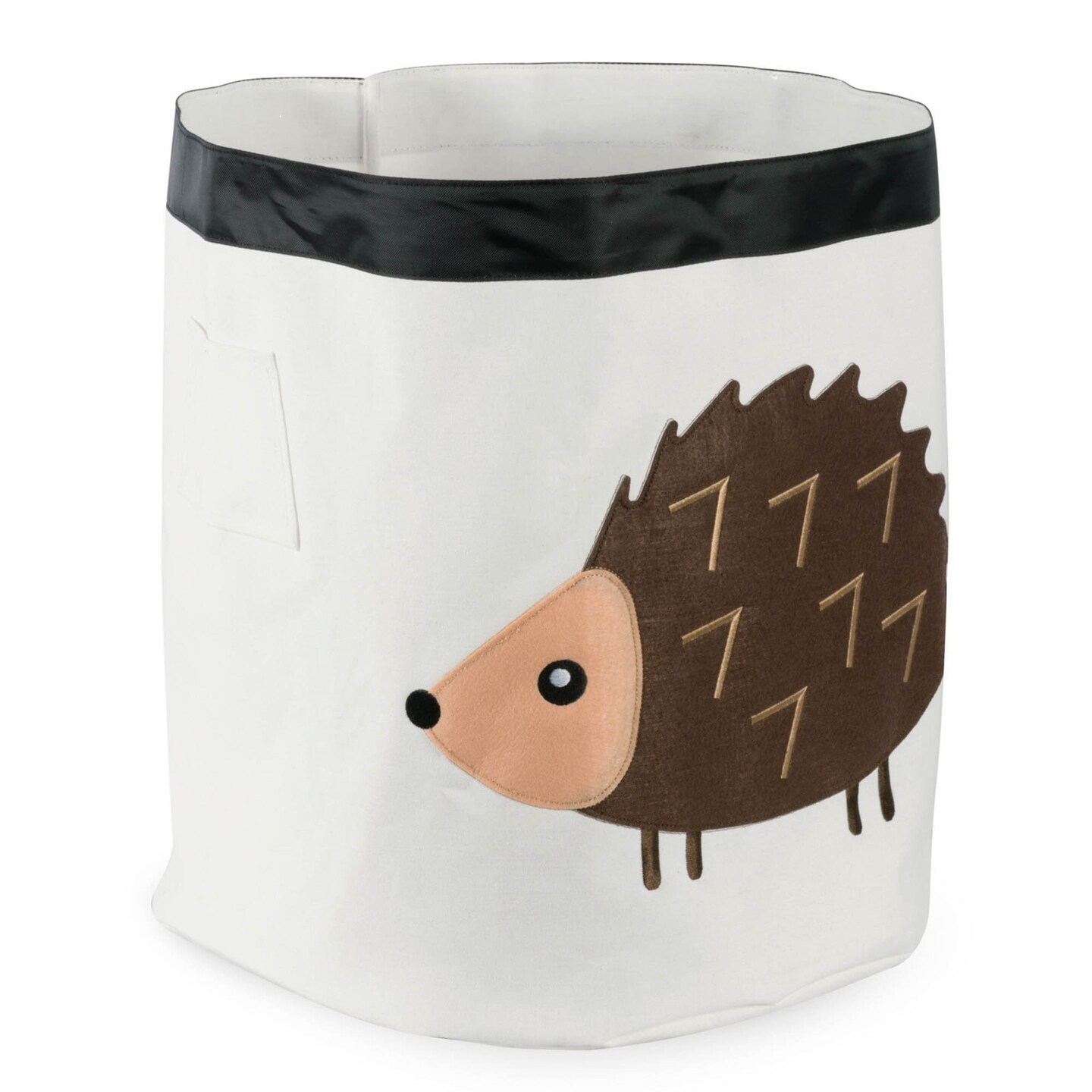 Contemporary Home Living 18&#x22; White and Brown Hedgehog Cotton Storage Basket