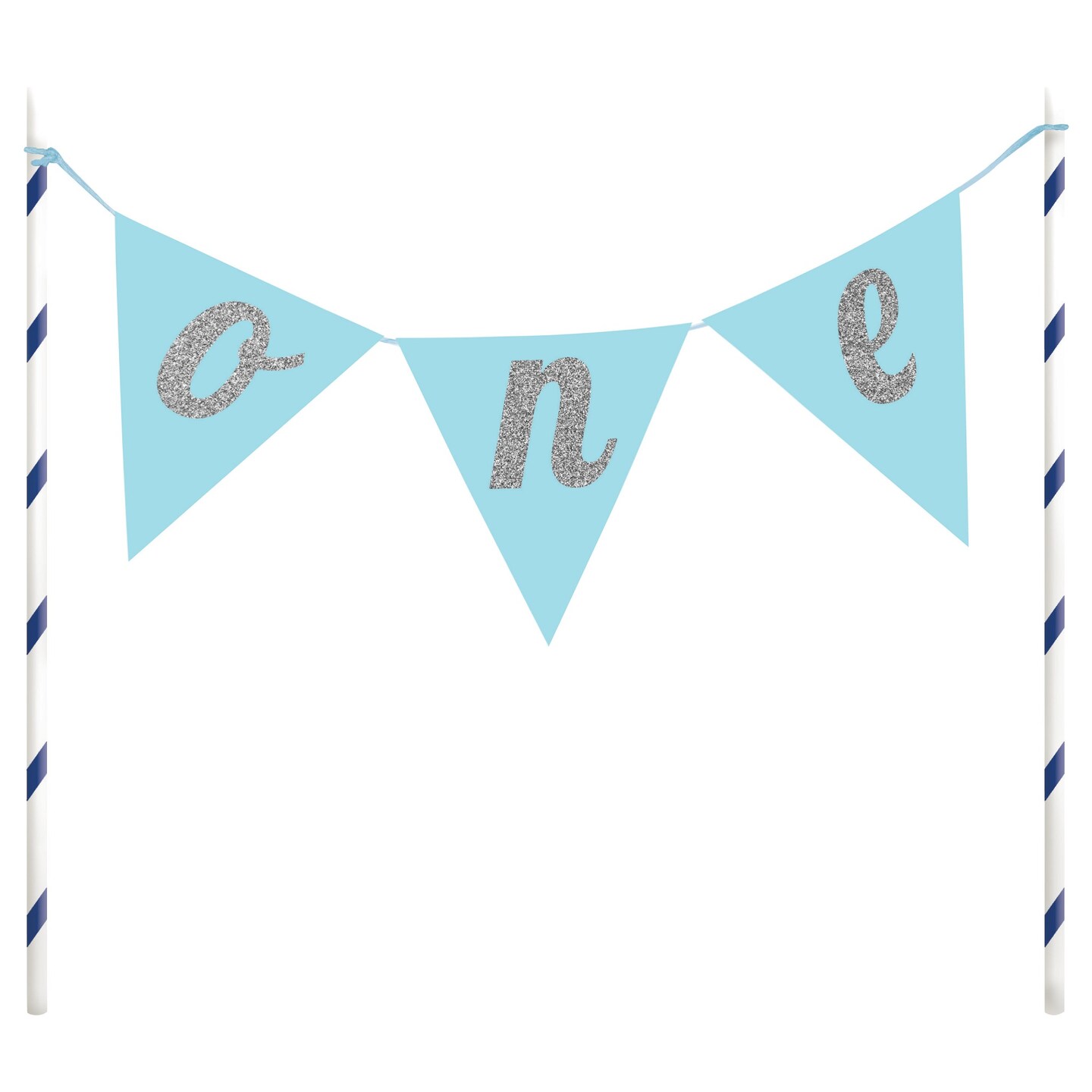 Party Central Club Pack of 12 Blue and White Sparkling Cake Toppers 9&#x22;