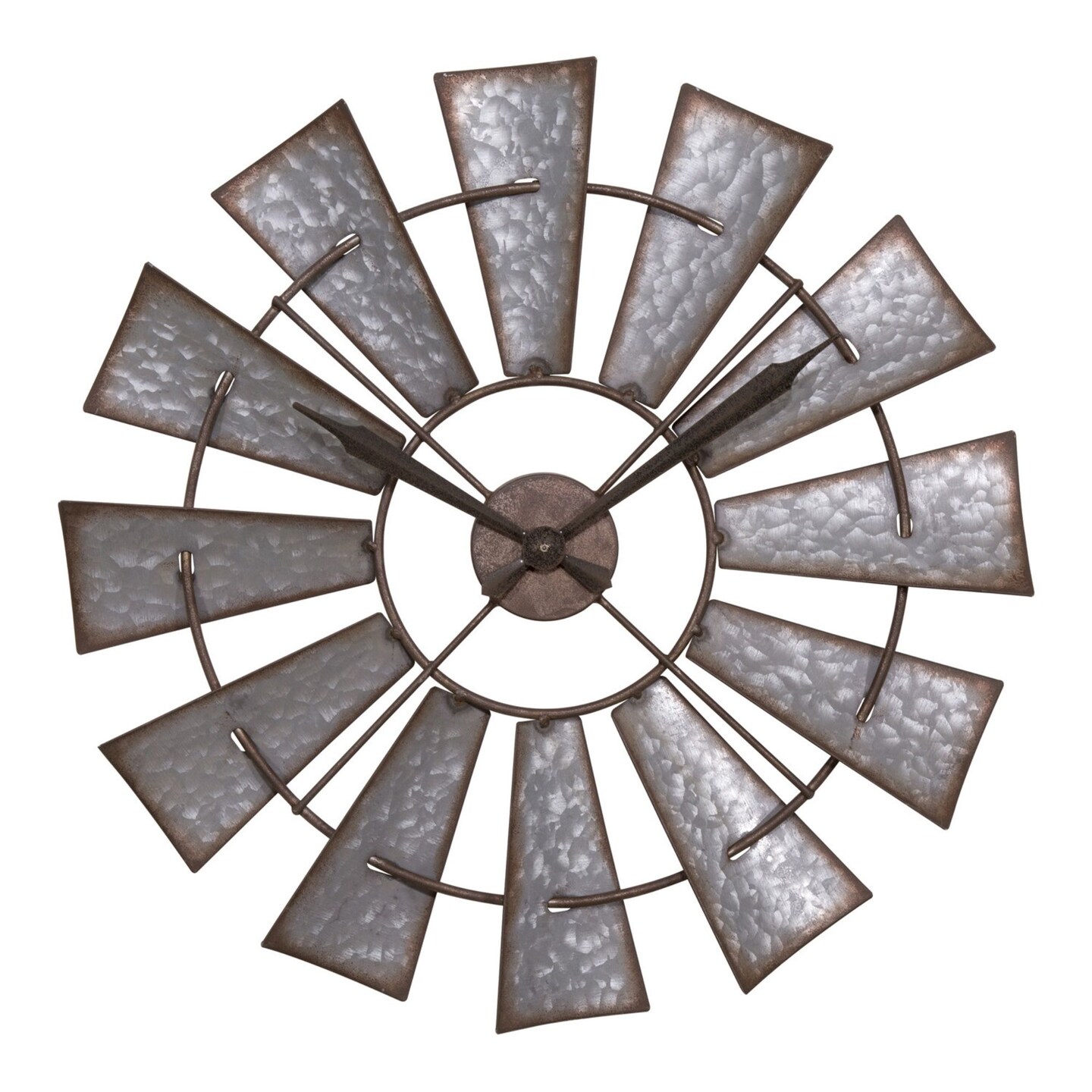 La Crosse Technology 21.75&#x22; Silver and Bronze Distressed Finish Windmill Wall Clock