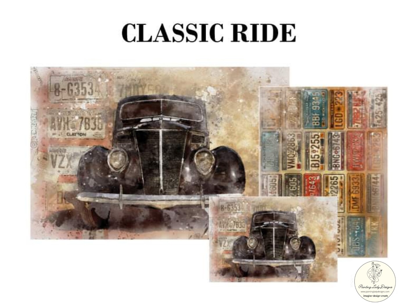 Classic Ride Decoupage &#x26; Mixed Media Art Paper - Large