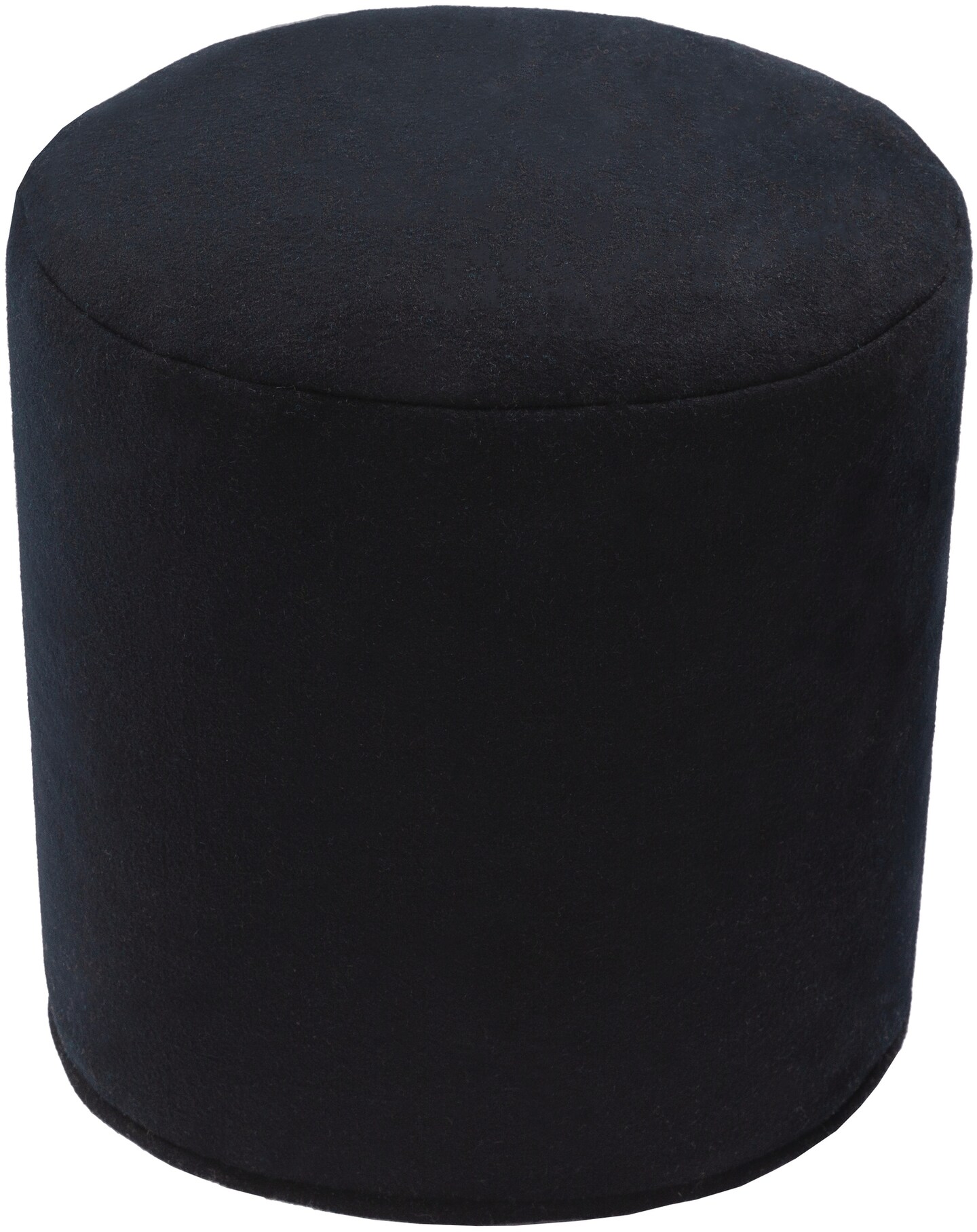 Tiwari Home 17&#x22; Black Solid Round Wool Pouf Ottoman