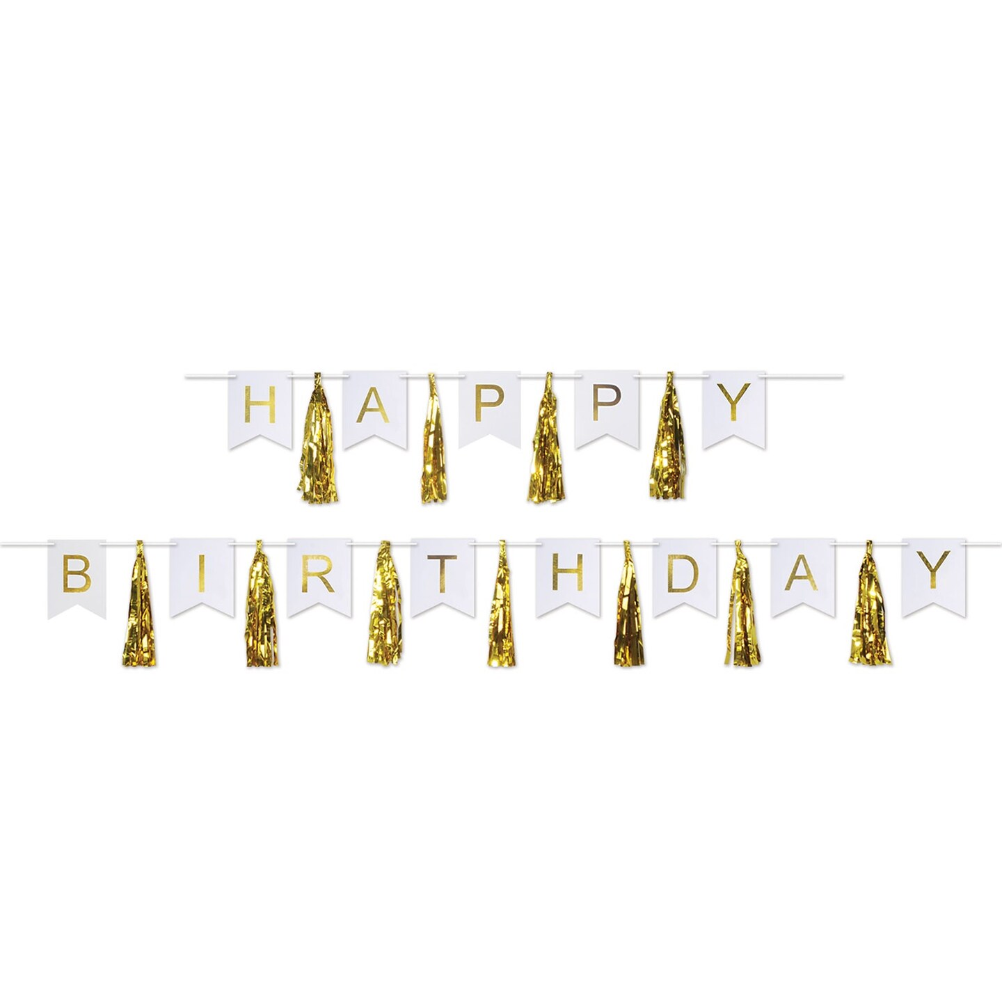 Party Central Club Pack of 24 Gold and White 'Happy Birthday' Banners 9'