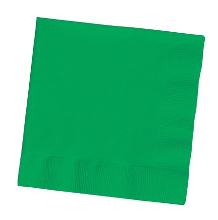 Party Central Club Pack of 500 Emerald Green 3-Ply Disposable Beverage Napkins 5&#x22;