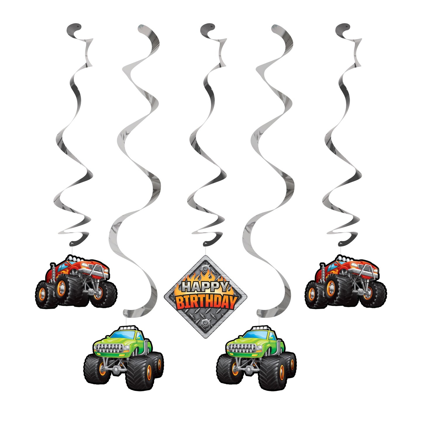Party Central Monster Truck Dizzy Danglers - 39" - Club Pack of 30