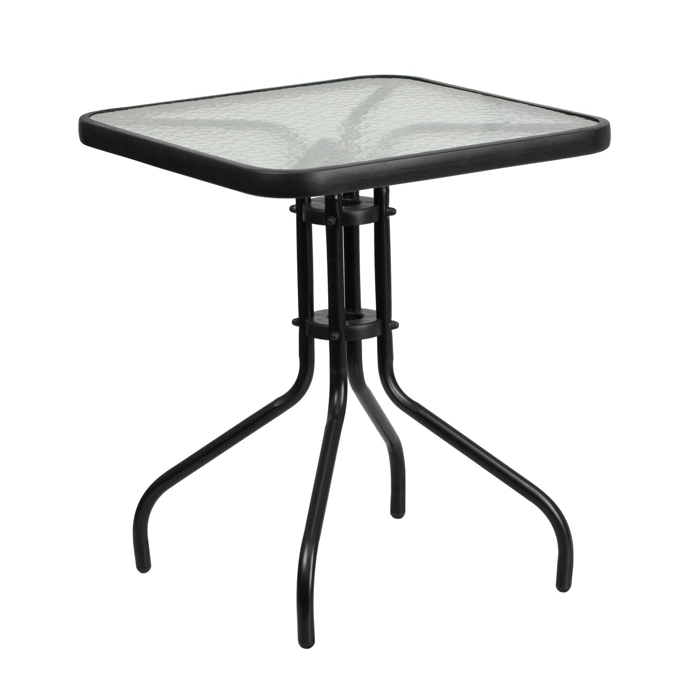 Flash Furniture 28&#x22; Black Square Glass Outdoor Furniture Patio Table