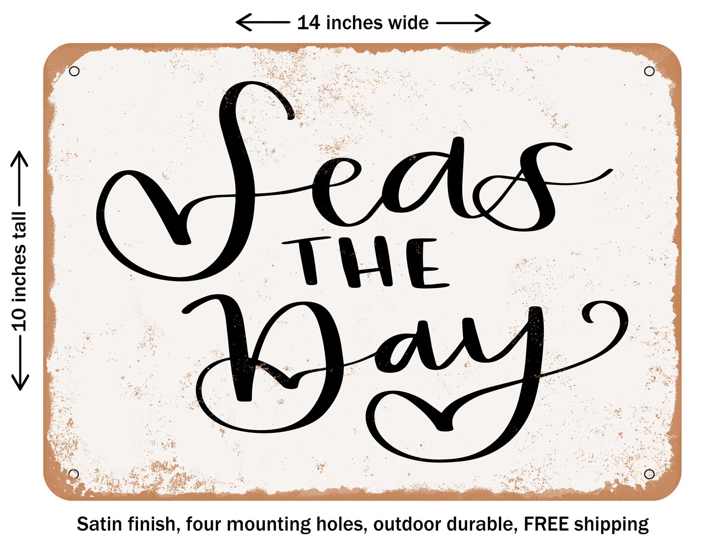 DECORATIVE METAL SIGN - Seas the day 2 - Vintage Rusty Look