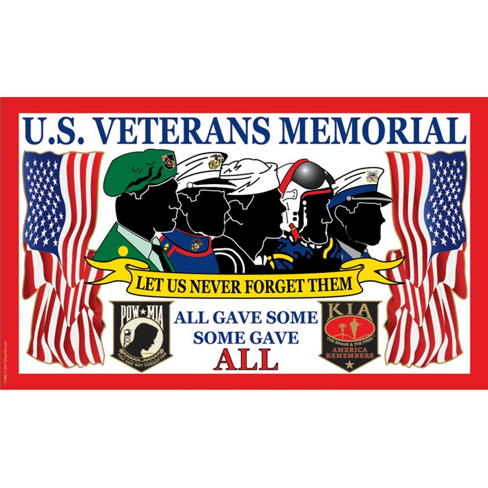 U.S. Veterans Memorial Let Us Never Forget Them FLag POW MIA KIA 3&#x27;x5&#x27; Flag