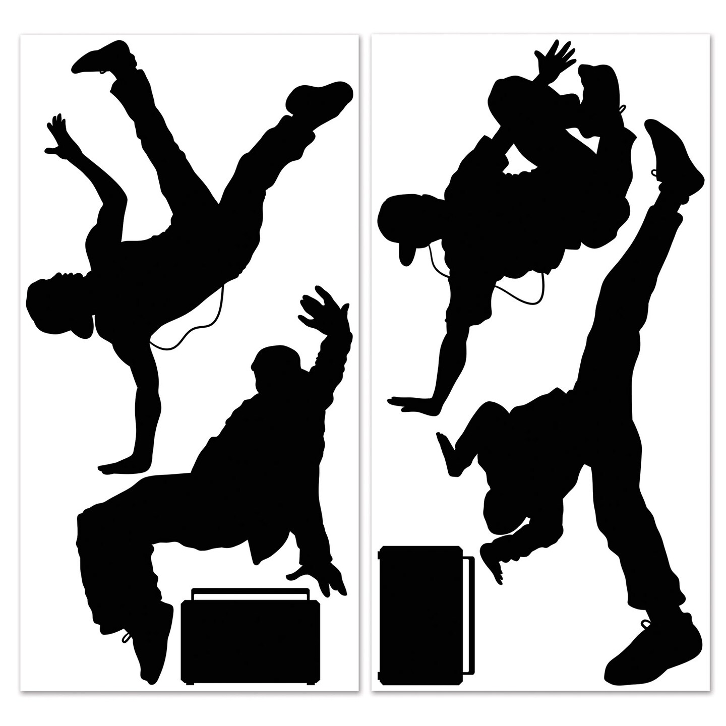 Party Central Club Pack of 12 Black Break Dancer Cutout Wall Decors 51.5&#x22;