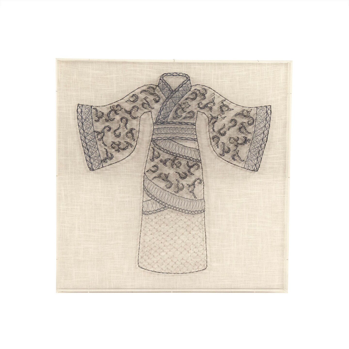 Zentique Kimono String in Shadow Box Framed Square Wall Art 31.5" x 31.5"