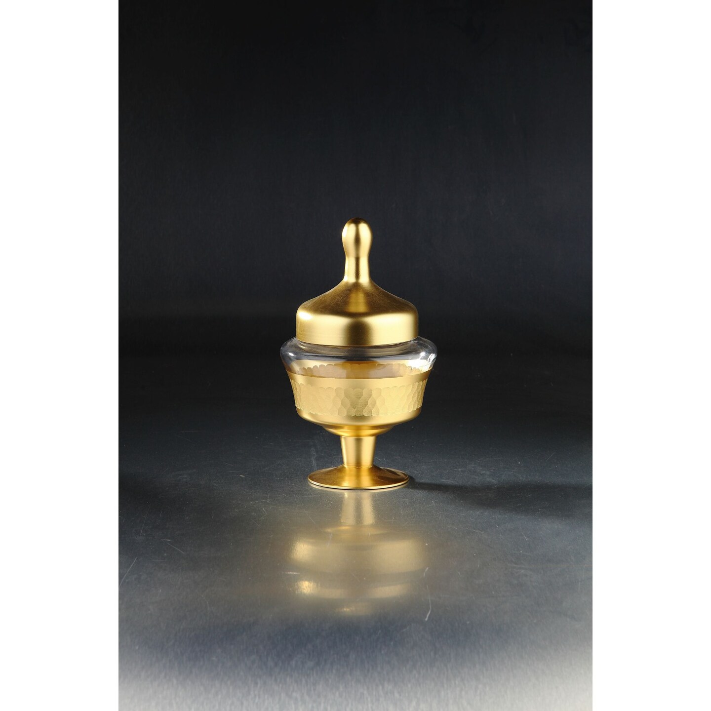 CC Home Furnishings 11.5&#x22; Gold Glass Jar with Finial Lid