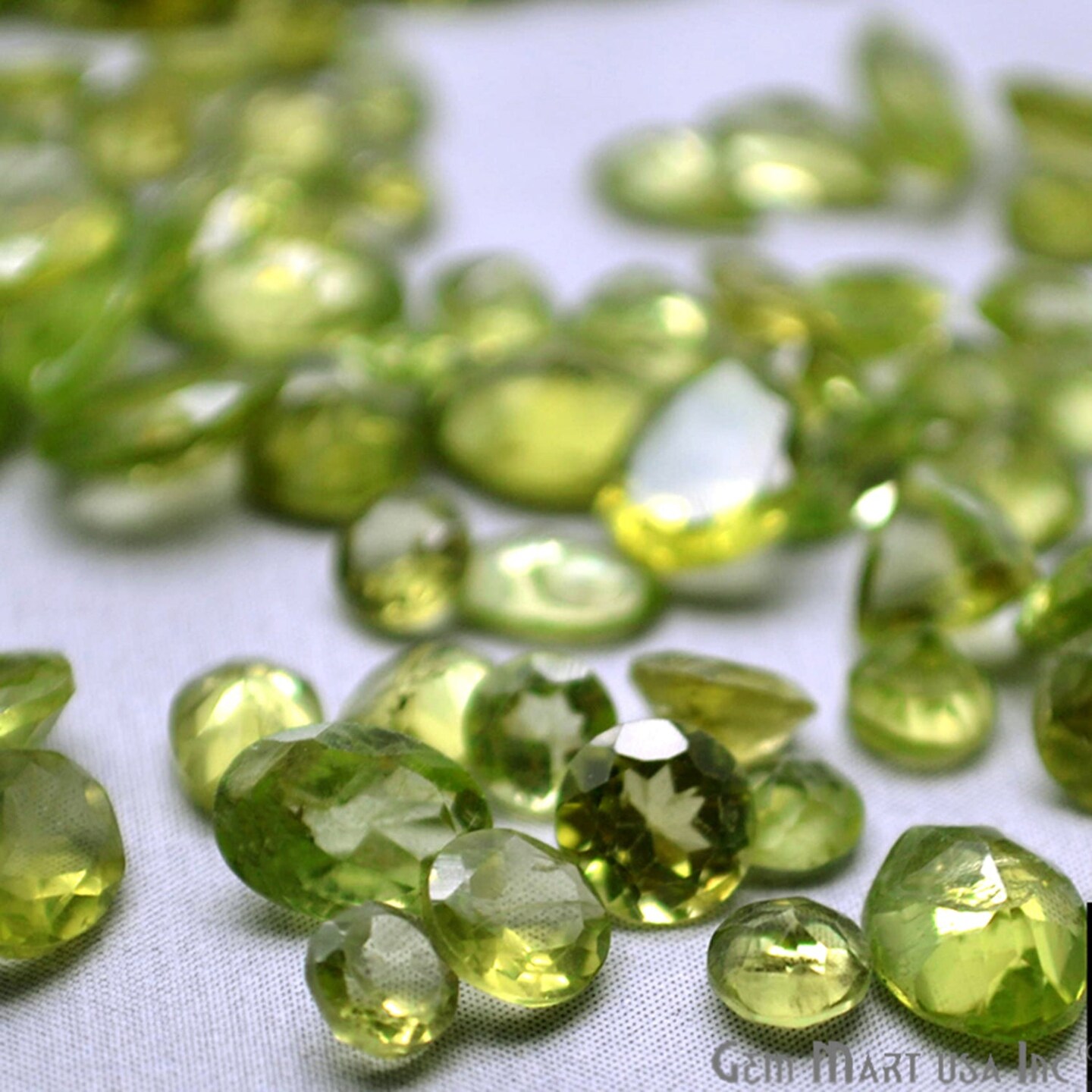 Peridot Gemstone, 100% Natural Faceted Loose Gems, August Birthstone, 6-12mm,50 Carats, GemMartUSA (PT-60001-50)