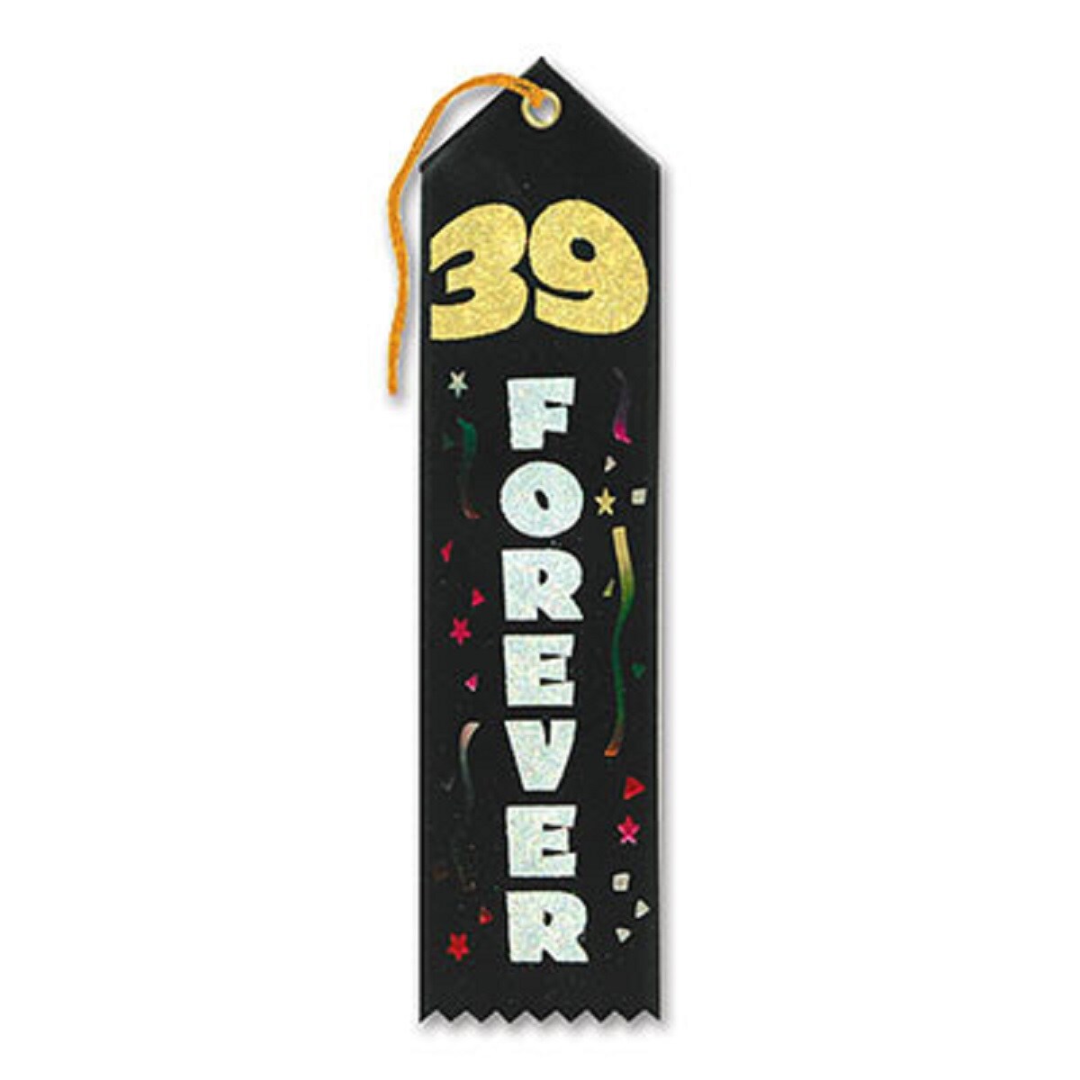 Beistle Pack of 6 Black "39 Forever Award" School Award Ribbon Bookmarks 8"