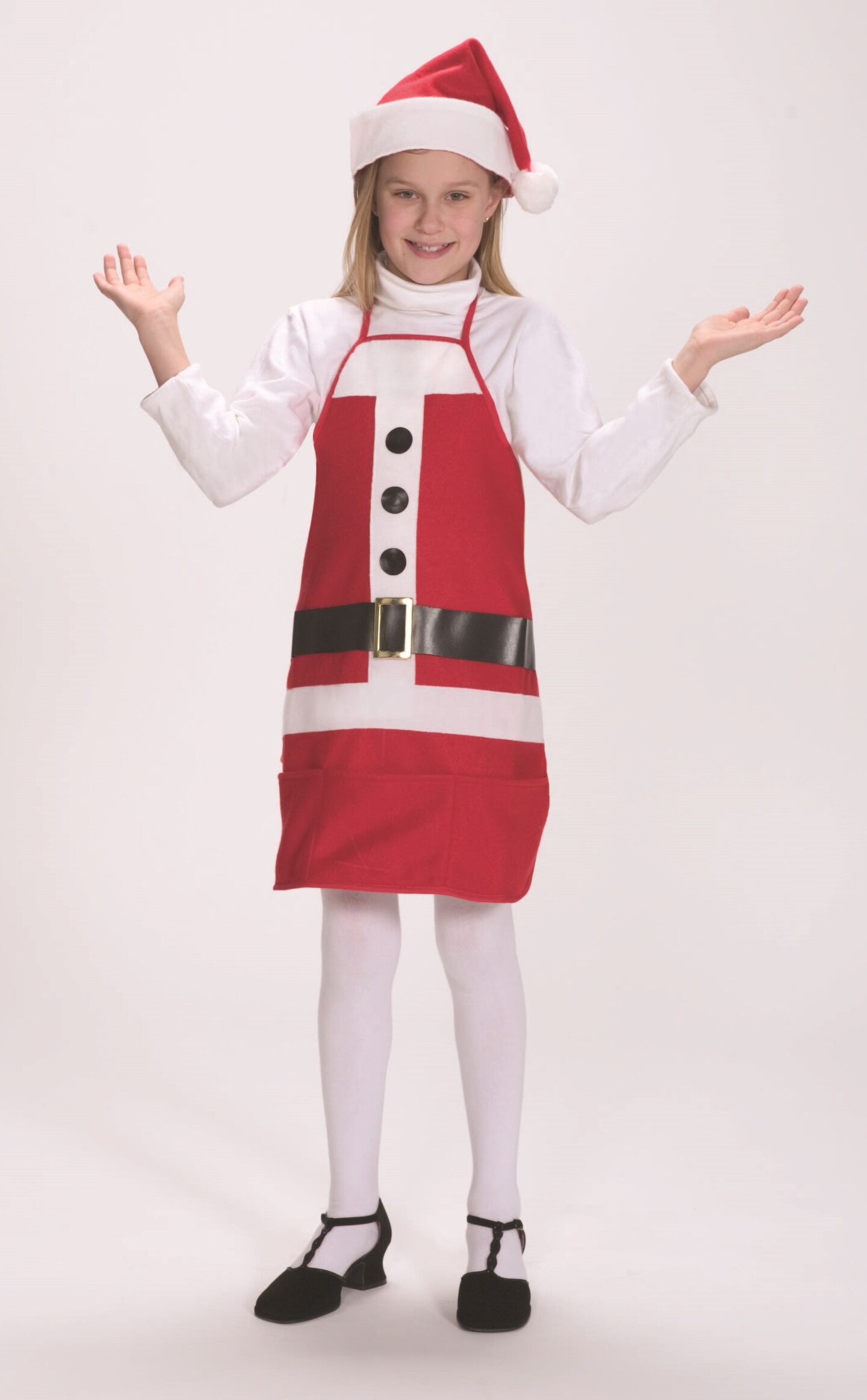 The Costume Center Red and White Christmas Apron and Matching Hat - Child Size S/M