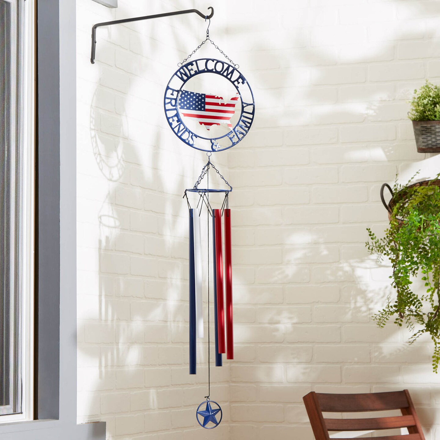 Accent Plus Home Decorative Welcome Friends & Family Patriotic Wind Chimes