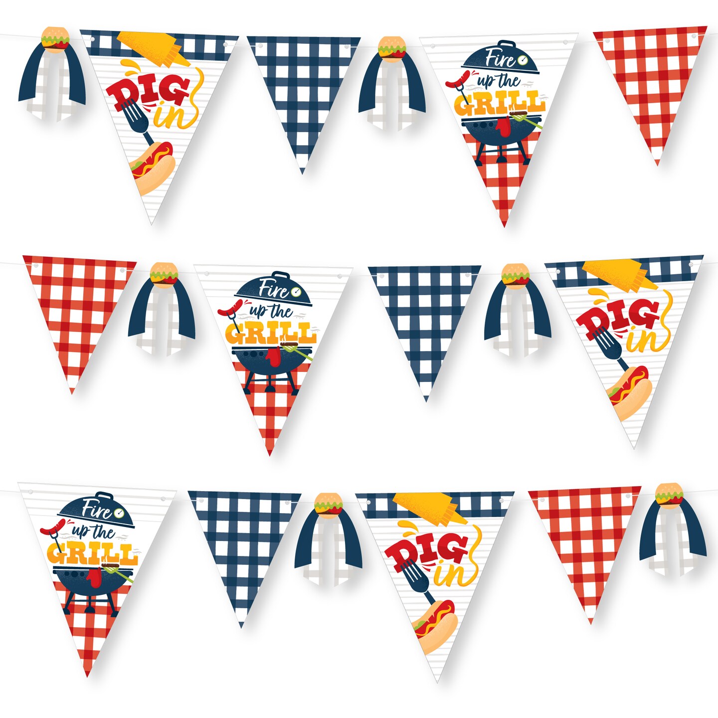 Big Dot of Happiness Fire Up the Grill - DIY Summer BBQ Picnic Party Pennant Garland Decoration - Triangle Banner - 30 Pieces