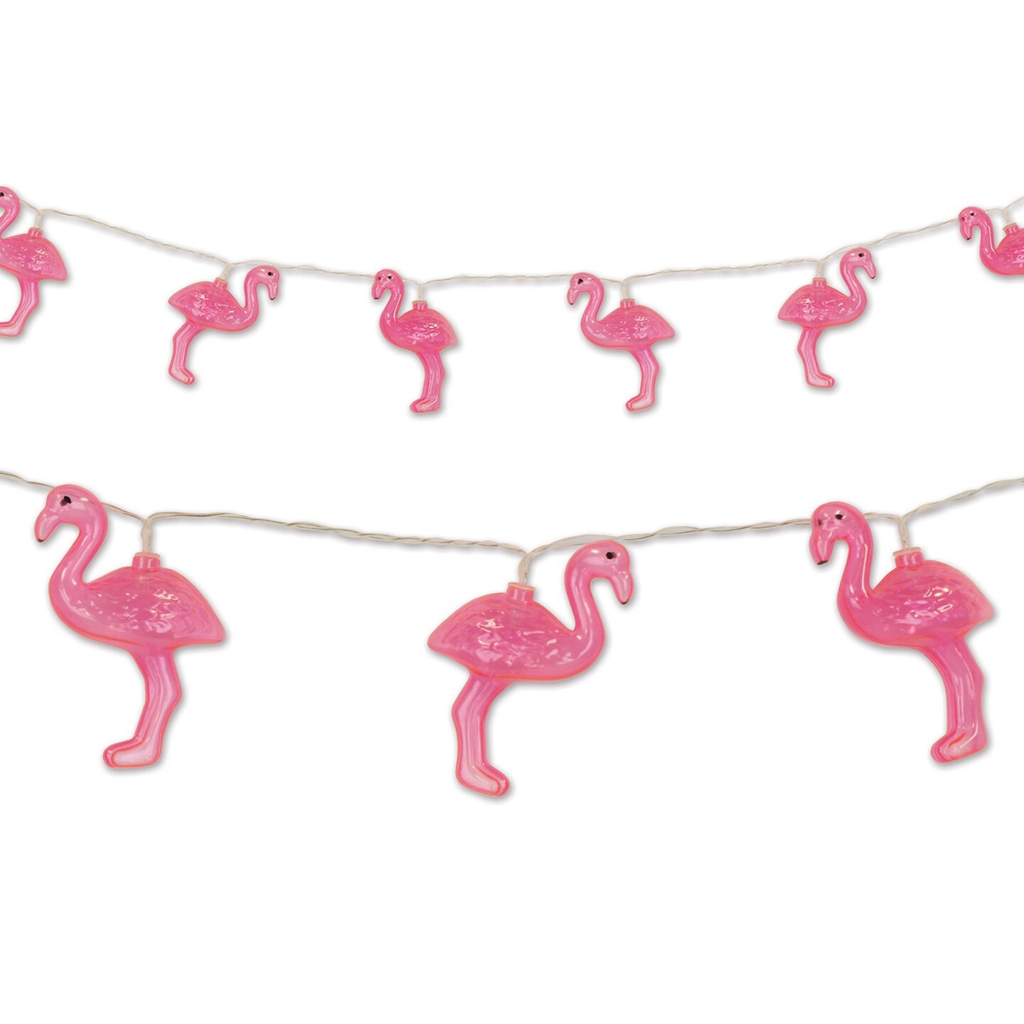 Party Central Club Pack of 12 Battery Operated Pink Flamingo String Lights - 6 ft  White Wire