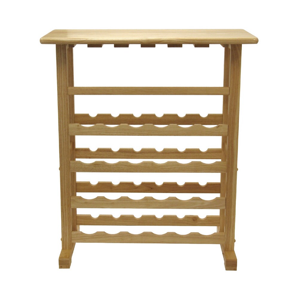 Contemporary Home Living 35.5&#x22; Natural Unique Rectangular Shaped Top 24-Bottle Wine Rack
