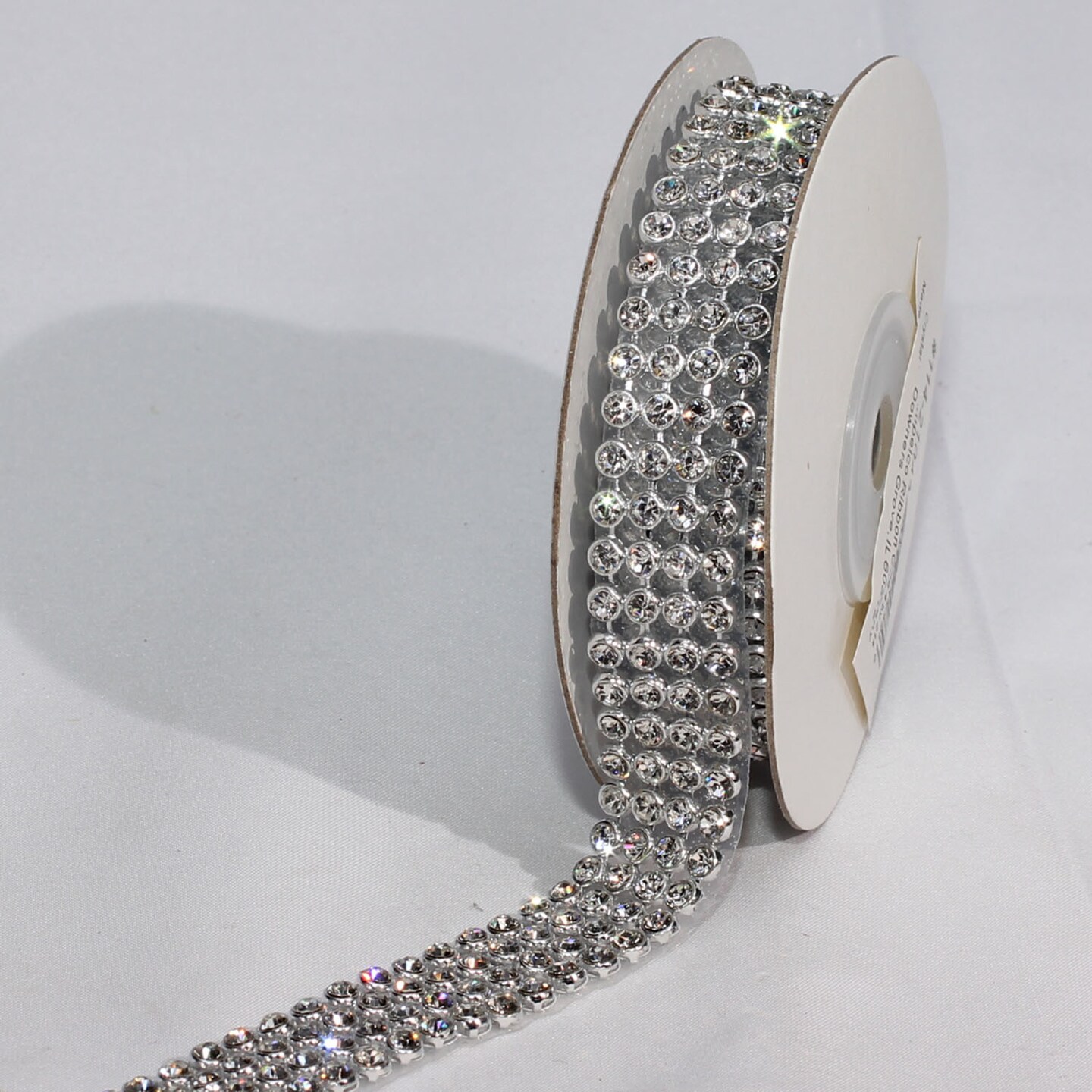 The Ribbon People Crystal Diamonds Craft Ribbon Trim with Silver and Clear Setting 0.75" x 4 Yards