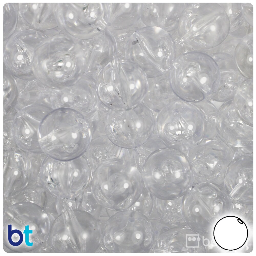 BeadTin Crystal Transparent 14mm Round Plastic Craft Beads (36pcs)