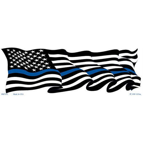 U.S.A. American Flag Police Thin Blue Line Bumper Sticker 3&#x22;X12&#x22;