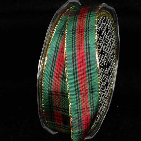 The Ribbon People Green and Black French Plaid Wired Craft Ribbon 1&#x22; x 27 Yards