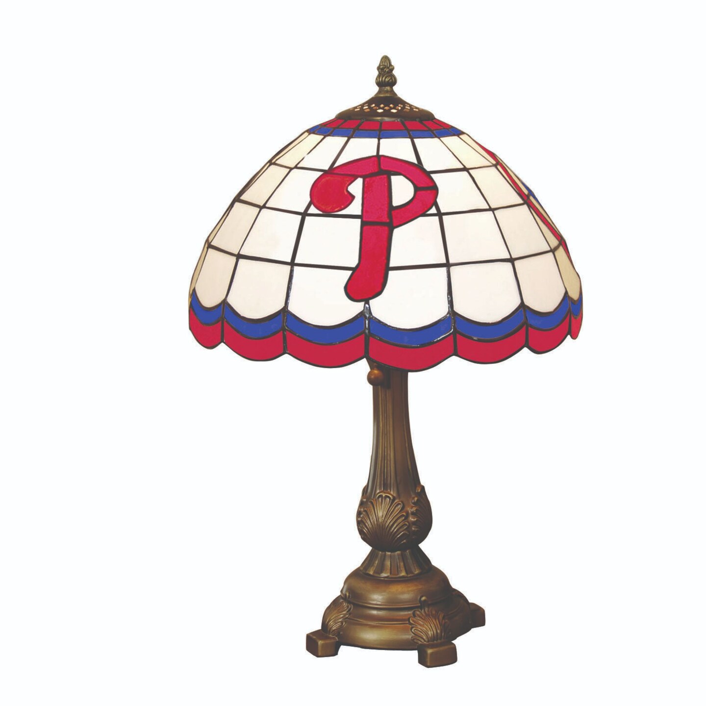 The Memory Company 19.5&#x22; White and Pink MLB Philadelphia Phillies Tiffany Table Lamp