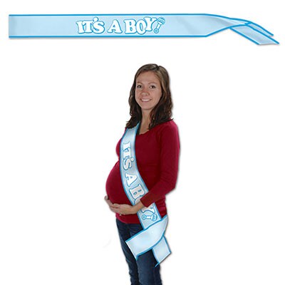 Party Central Pack of 6 Blue and White &#x22;It&#x27;s A Boy!&#x22; Baby Shower Sash Party Favors 33&#x22;