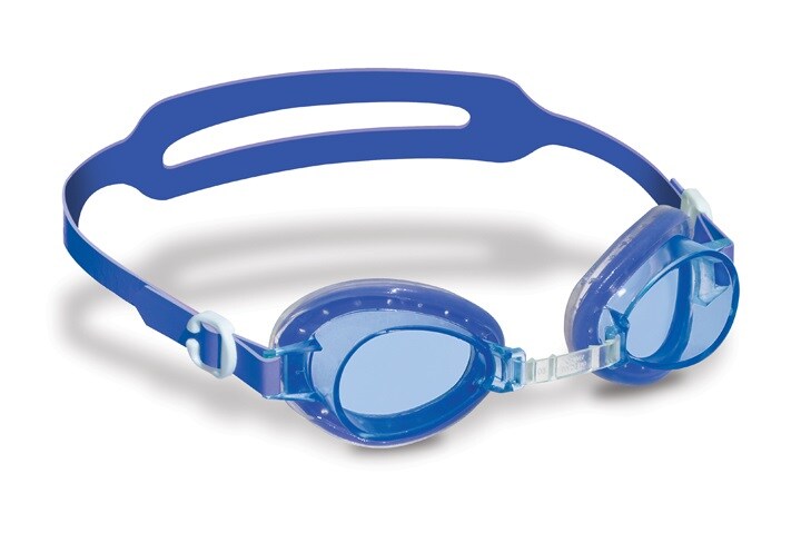 Swim Central 6&#x22; Blue and Clear Jelly Goggles with Case Swimming Pool Accessory for Kids