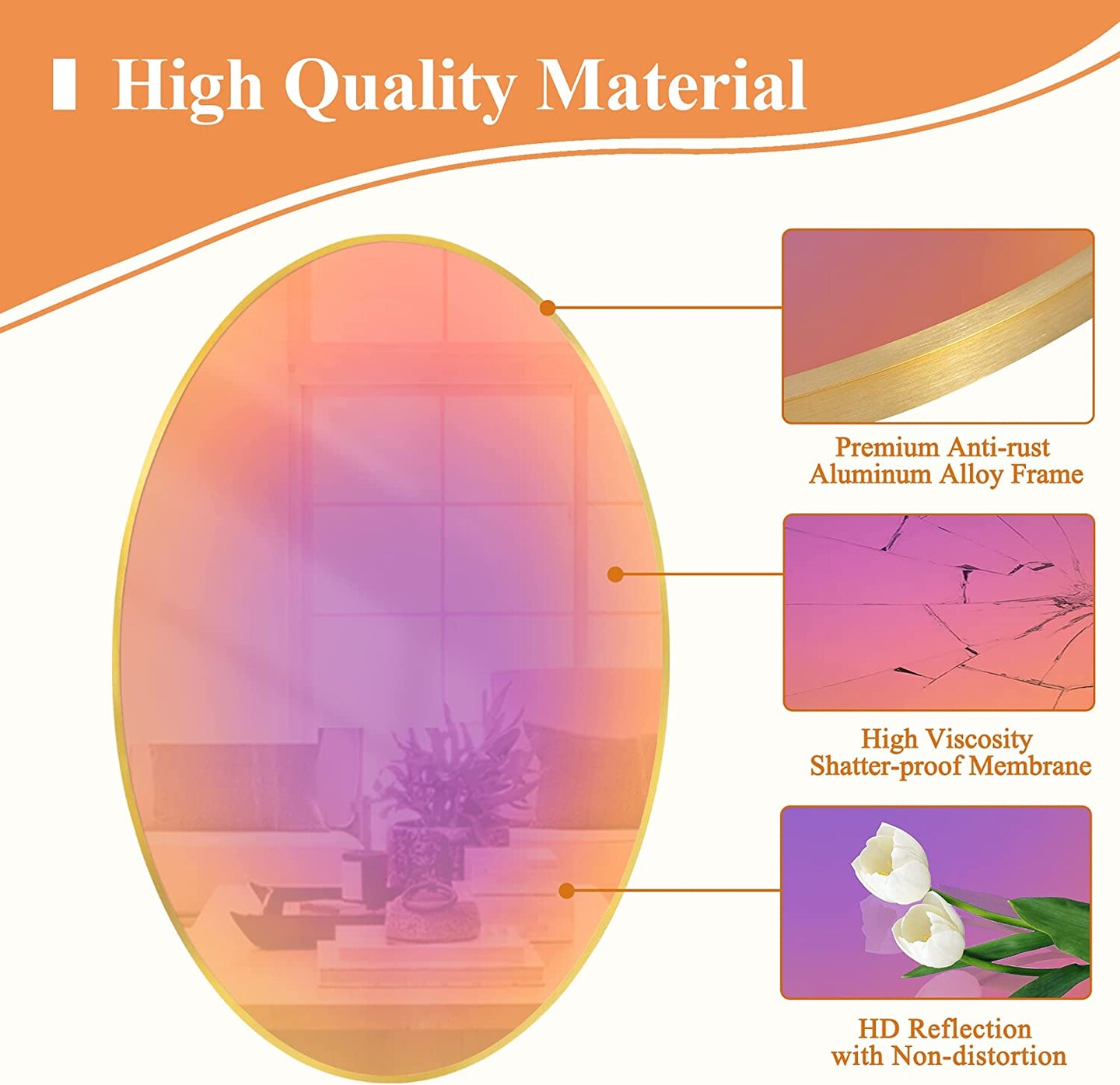 Round Mirror Wall Decor Mirror Wall Art Mirrors with Colour Reflection