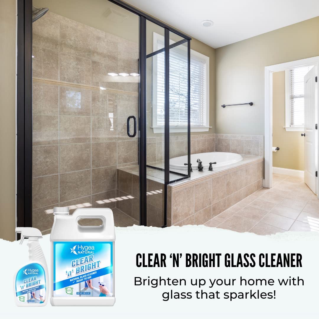 Hygea Natural Clear &#x27;n&#x27; Bright - Natural Glass Cleaner Ready to Use 24oz Spray (3 pack)