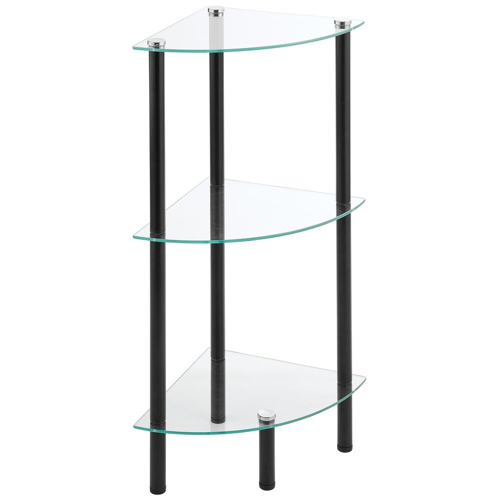mDesign Glass Corner 3-Tier Tower Cabinet Storage Organizer Shelves