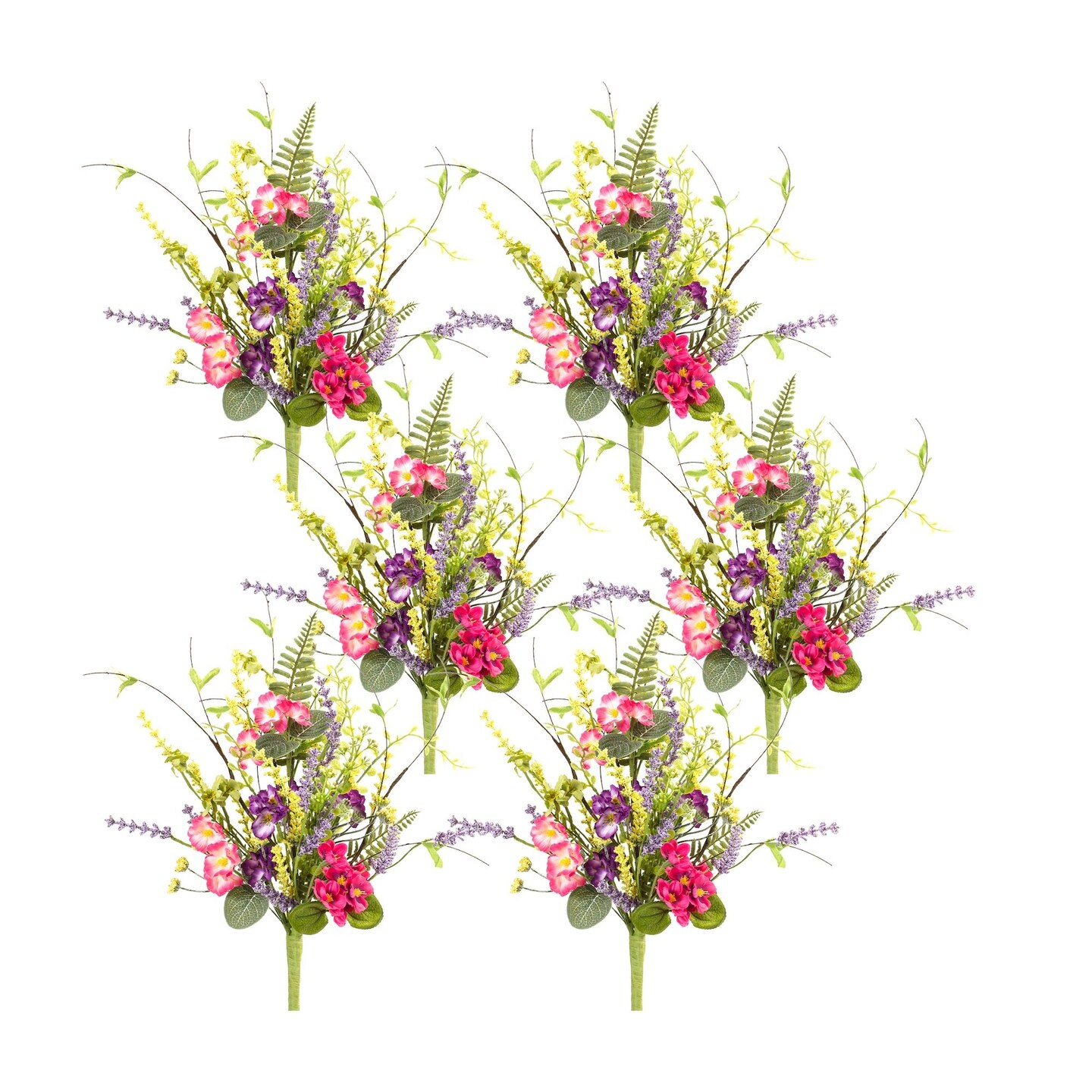 Melrose Set of 6 Mixed Floral Artificial Bushes 21" | Michaels