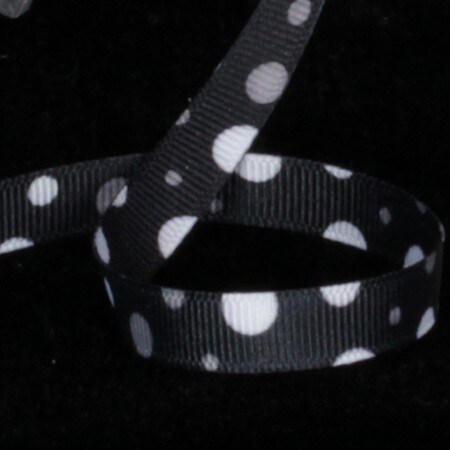 The Ribbon People Black and White Polka Dots Double Sided Grosgrain Craft Ribbon 0.25&#x22; x 110 Yards