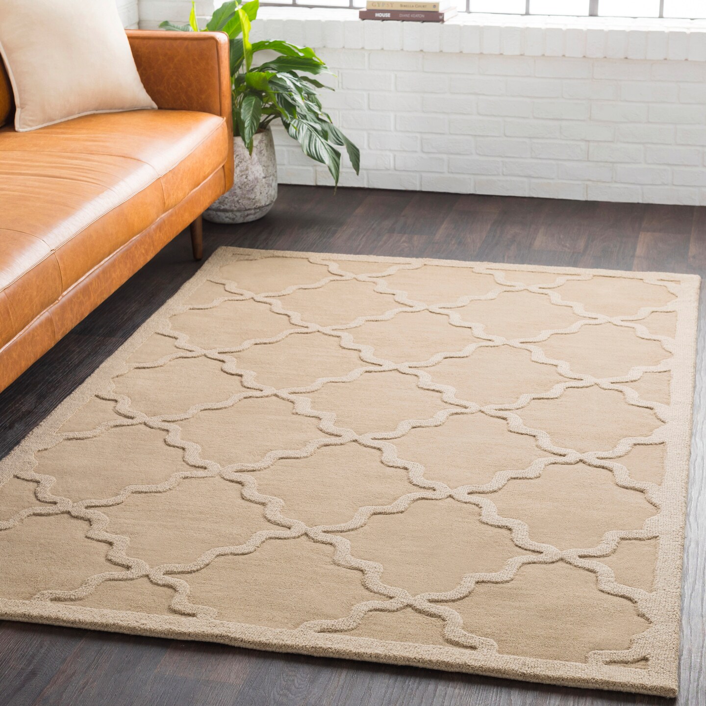 Tiwari Home 2&#x2019; x 3&#x2019; Seamless Pattern Light Brown Rectangular Wool Area Rug