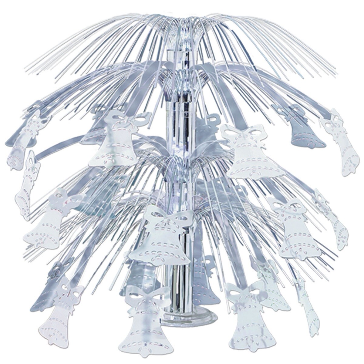 Party Central Pack of 6 Silver Metallic Bell Cascade Centerpiece Wedding Decorations 18&#x27;&#x27;