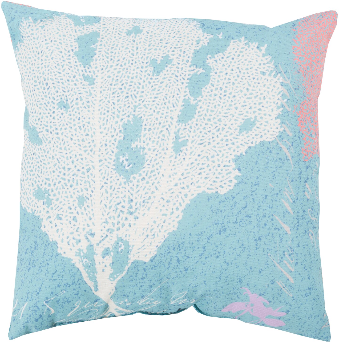 Coral Reef Pattern Square Throw Pillow White/Blue - Pillow Collection