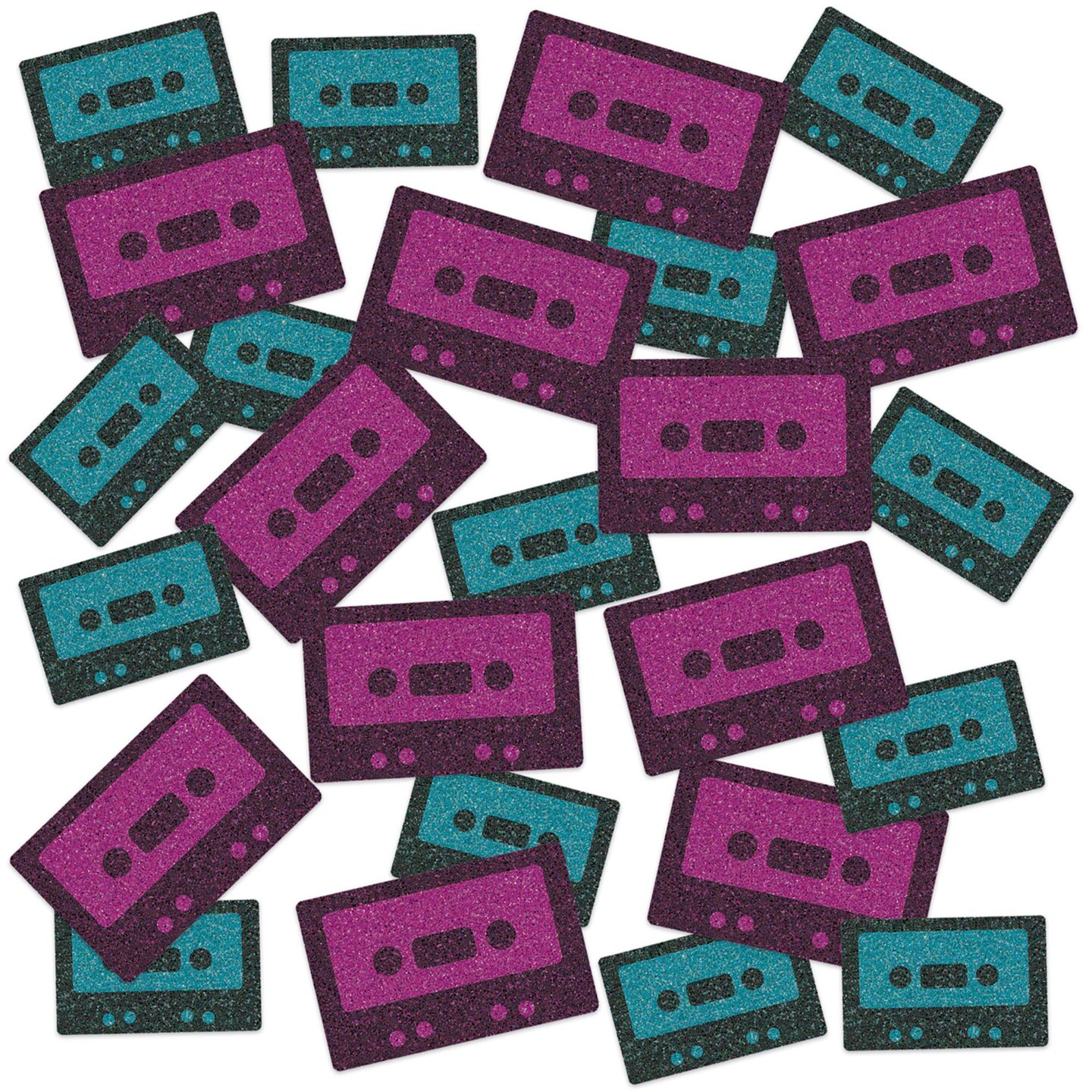 Beistle 5.25&#x22; Vibrant Unique Cassette Tape Deluxe Sparkle Confetti Decor