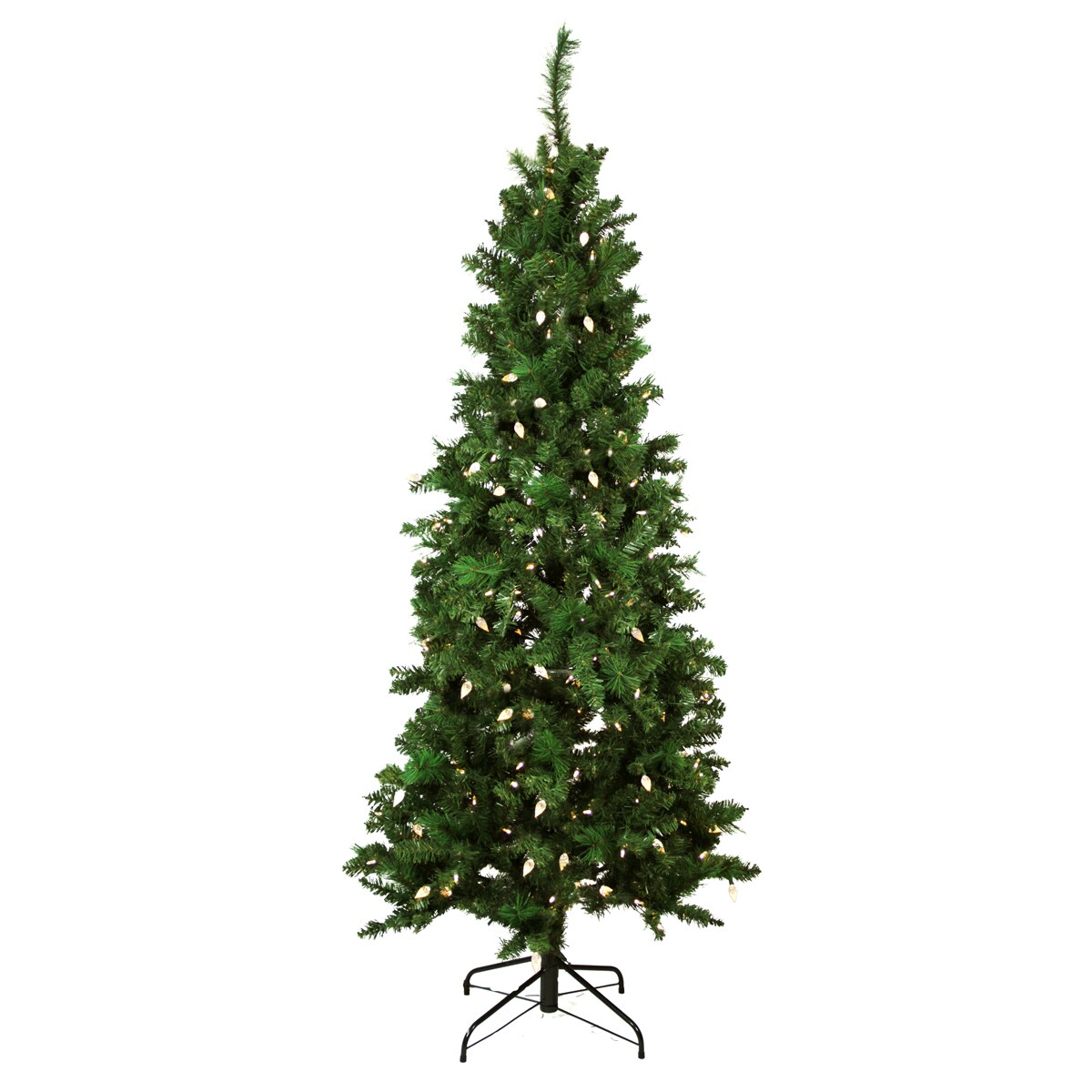 Northlight 7&#x27; Pre-Lit Slim Mixed Long Needle Pine Artificial Christmas Tree - Multicolor LED Lights