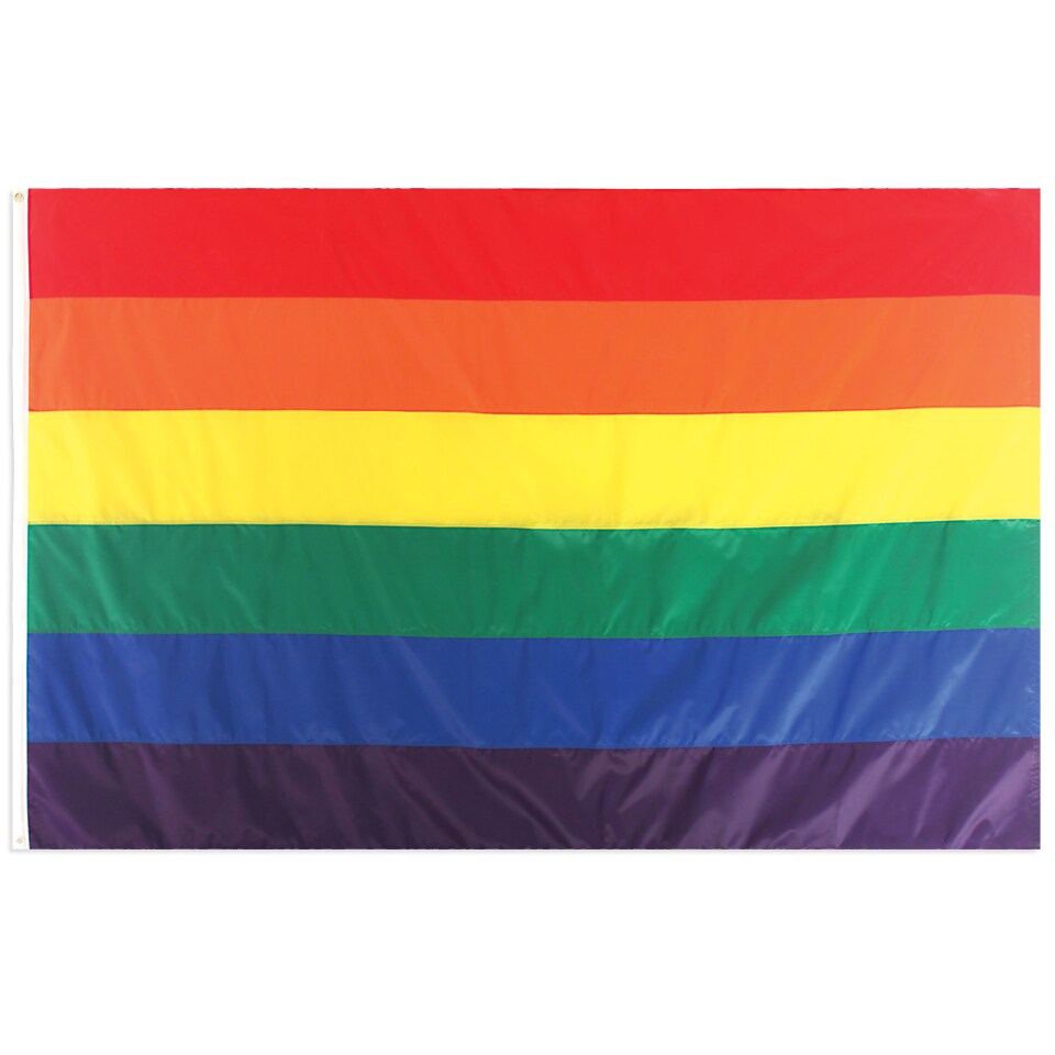 In the Breeze 5 Foot by 8 Foot Rainbow Flag - Rainbow Grommet Flag with Sewn Stripes