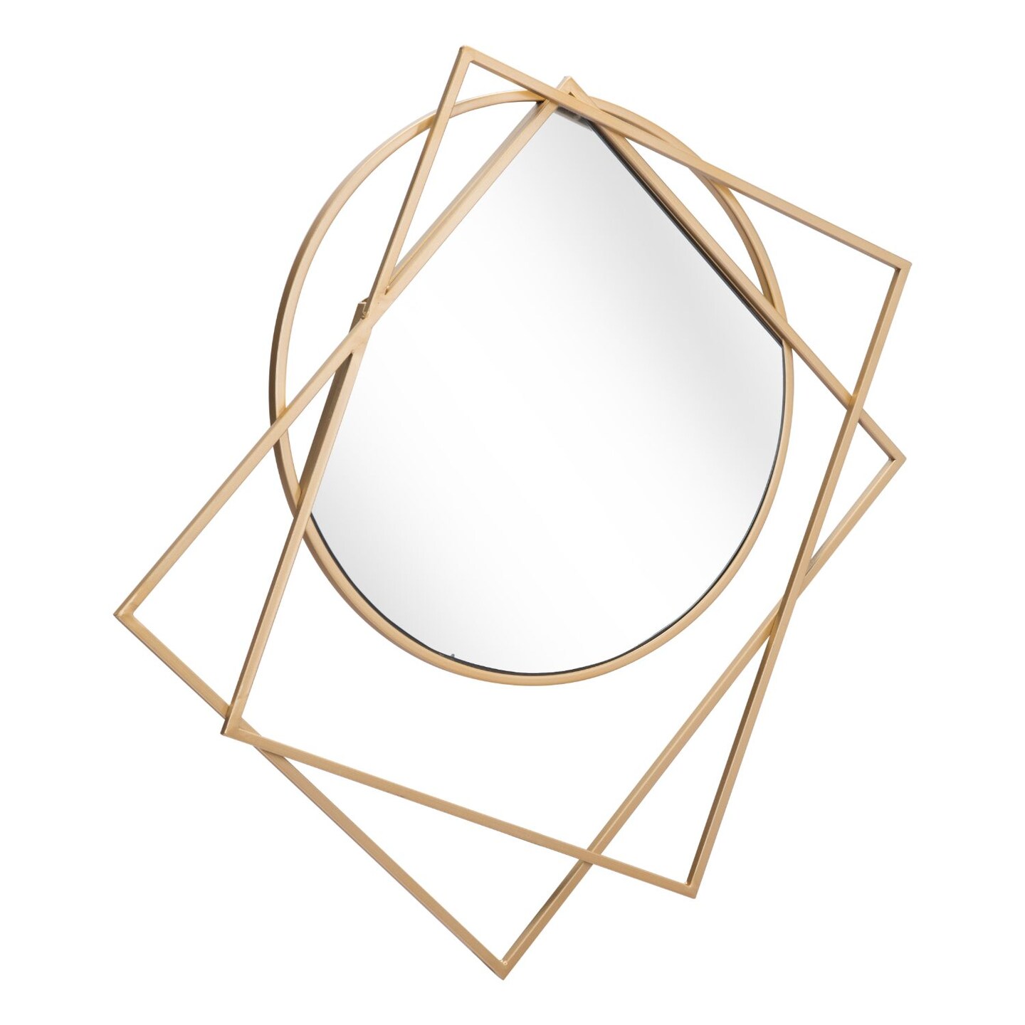 Modern Home 33.5" Gold Steel Geometric Framed Round Wall Mirror