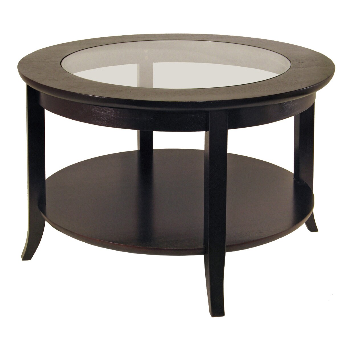 Contemporary Home Living Genoa Round Glass Top Coffee Table - 30&#x22; - Dark Espresso