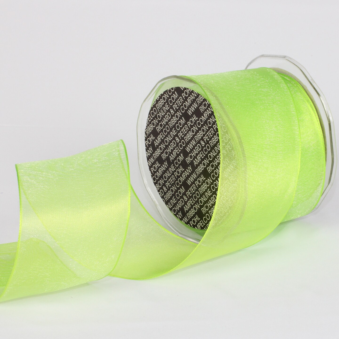 The Ribbon People Sheer Bright Lime Green Wired Craft Ribbon 2.375&#x22; x 27 Yards