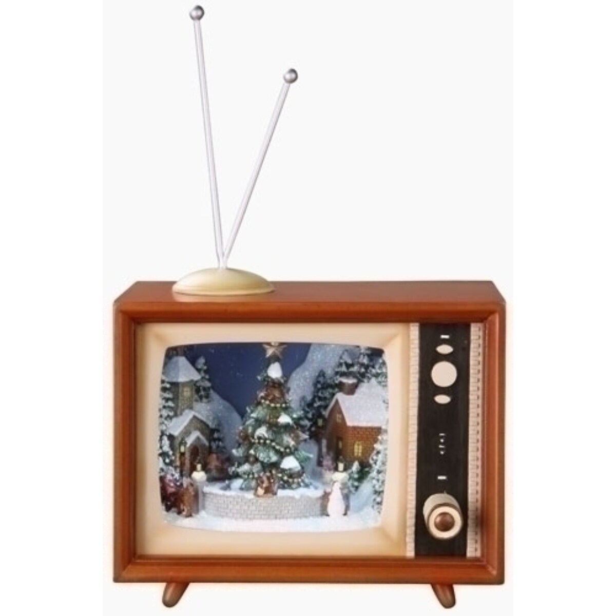 Roman 9&#x22; LED Lighted Musical Christmas Scene with Sledge TV Box Figurine