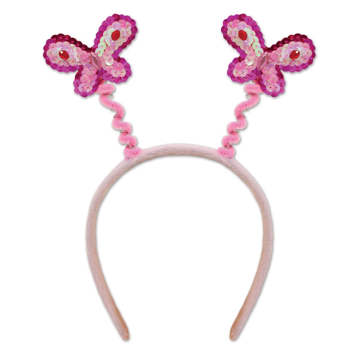 Beistle Club Pack of 12 Pink Sequined Butterfly Boppers Party Favors