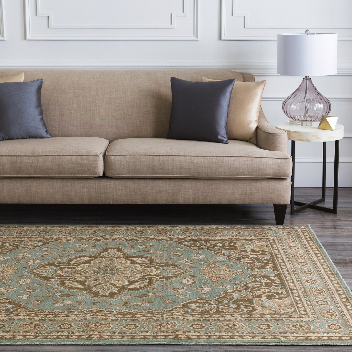 Tiwari Home 7.75' x 11' Floral Green and Gray Rectangular Area Throw Rug