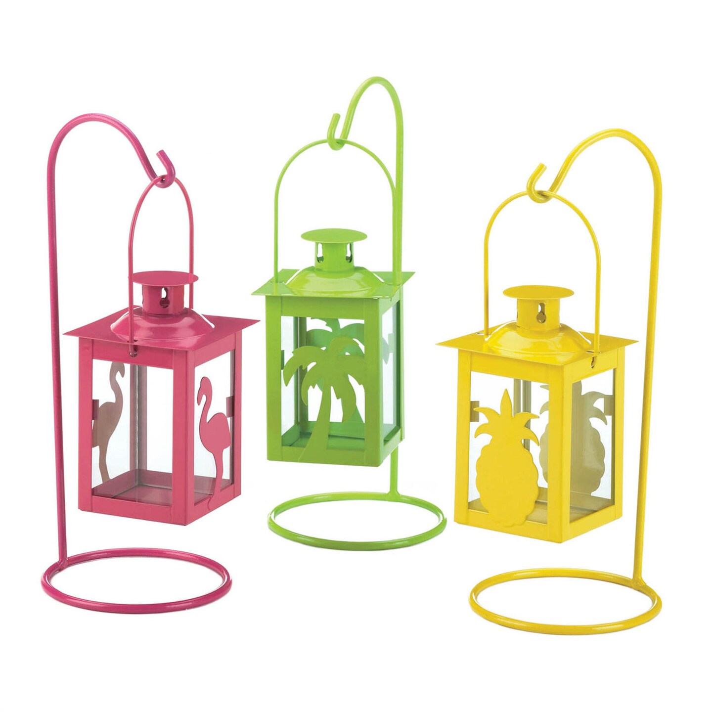 Gallery of Light Home Decorative Set of 3 Tropical Style Metal Mini Hanging Candle Lanterns